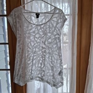 H&M White Geometric Women Top